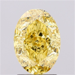 Picture of Lab Created Diamond 2.02 Carats, Oval with  Cut, Fancy Intense Yellow Color, VVS2 Clarity and Certified by IGI