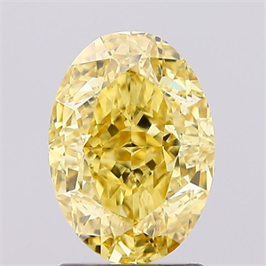 Picture of Lab Created Diamond 2.02 Carats, Oval with  Cut, Fancy Intense Yellow Color, VVS2 Clarity and Certified by IGI