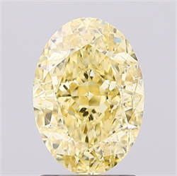 Picture of Lab Created Diamond 2.03 Carats, Oval with  Cut, Fancy Intense Yellow Color, VS1 Clarity and Certified by IGI