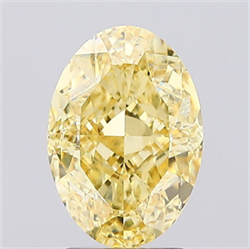 Picture of Lab Created Diamond 3.01 Carats, Oval with  Cut, Fancy Intense Yellow Color, VVS2 Clarity and Certified by IGI