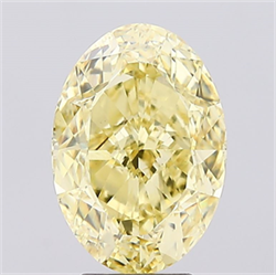 Picture of Lab Created Diamond 5.18 Carats, Oval with  Cut, Fancy Intense Yellow Color, VS1 Clarity and Certified by IGI