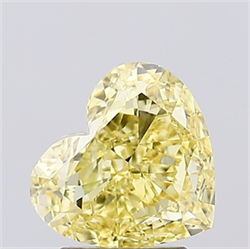 Picture of Lab Created Diamond 2.07 Carats, Heart with  Cut, Fancy Vivid Yellow Color, VVS2 Clarity and Certified by IGI