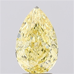 Picture of Lab Created Diamond 3.20 Carats, Pear with  Cut, Fancy Vivid Yellow Color, VS1 Clarity and Certified by IGI