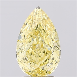 Picture of Lab Created Diamond 3.20 Carats, Pear with  Cut, Fancy Vivid Yellow Color, VS1 Clarity and Certified by IGI