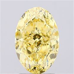 Picture of Lab Created Diamond 2.11 Carats, Oval with  Cut, Fancy Vivid Yellow Color, VS1 Clarity and Certified by IGI