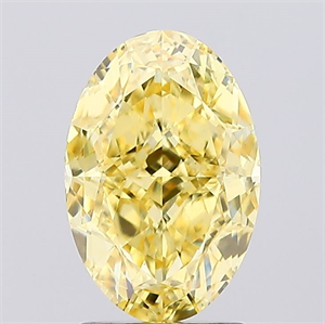 Picture of Lab Created Diamond 2.11 Carats, Oval with  Cut, Fancy Vivid Yellow Color, VS1 Clarity and Certified by IGI