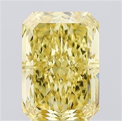 Picture of Lab Created Diamond 5.17 Carats, Radiant with  Cut, Fancy Vivid Yellow Color, VVS2 Clarity and Certified by IGI