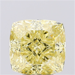 Picture of Lab Created Diamond 5.02 Carats, SQUARE CUSHION,SQUARE CUSHION MODIFIED BRILLIANT with  Cut, Fancy Intense Yellow Color, VVS1 Clarity and Certified by IGI