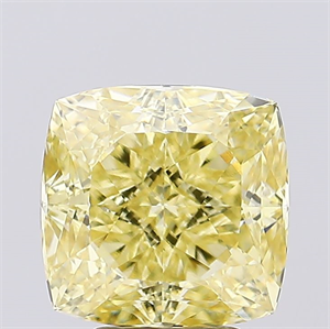 Picture of Lab Created Diamond 5.02 Carats, SQUARE CUSHION,SQUARE CUSHION MODIFIED BRILLIANT with  Cut, Fancy Intense Yellow Color, VVS1 Clarity and Certified by IGI