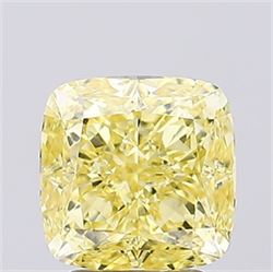 Picture of Lab Created Diamond 3.15 Carats, SQUARE CUSHION,SQUARE CUSHION MODIFIED BRILLIANT with  Cut, Fancy Vivid Yellow Color, VVS2 Clarity and Certified by IGI