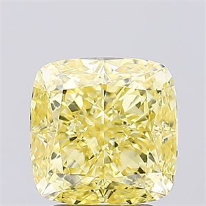 Picture of Lab Created Diamond 3.15 Carats, SQUARE CUSHION,SQUARE CUSHION MODIFIED BRILLIANT with  Cut, Fancy Vivid Yellow Color, VVS2 Clarity and Certified by IGI