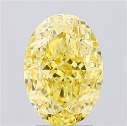 Picture of Lab Created Diamond 3.20 Carats, Oval with  Cut, Fancy Vivid Yellow Color, VS1 Clarity and Certified by IGI
