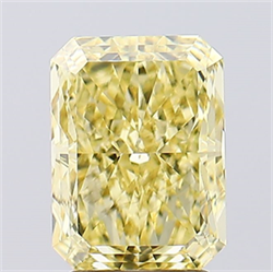 Picture of Lab Created Diamond 3.14 Carats, Radiant with  Cut, Fancy Intense Yellow Color, VVS2 Clarity and Certified by IGI