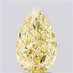 Picture of Lab Created Diamond 2.53 Carats, Pear with  Cut, Fancy Vivid Yellow Color, VS1 Clarity and Certified by IGI