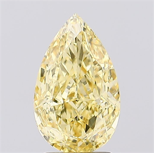 Picture of Lab Created Diamond 2.53 Carats, Pear with  Cut, Fancy Vivid Yellow Color, VS1 Clarity and Certified by IGI