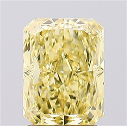 Picture of Lab Created Diamond 2.14 Carats, Radiant with  Cut, Fancy Vivid Yellow Color, VVS2 Clarity and Certified by IGI