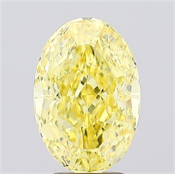 Picture of Lab Created Diamond 2.51 Carats, Oval with  Cut, Fancy Vivid Yellow Color, VS2 Clarity and Certified by IGI