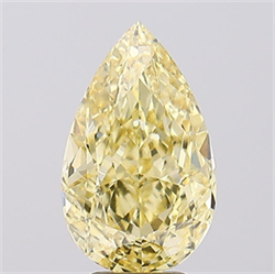 Picture of Lab Created Diamond 5.12 Carats, Pear with  Cut, Fancy Intense Yellow Color, VS1 Clarity and Certified by IGI