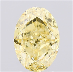 Picture of Lab Created Diamond 2.59 Carats, Oval with  Cut, Fancy Vivid Yellow Color, VS1 Clarity and Certified by IGI