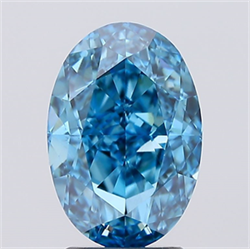 Picture of Lab Created Diamond 3.01 Carats, Oval with  Cut, Fancy Vivid Blue Color, VS1 Clarity and Certified by IGI