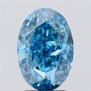 Picture of Lab Created Diamond 3.01 Carats, Oval with  Cut, Fancy Vivid Blue Color, VS1 Clarity and Certified by IGI