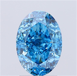 Picture of Lab Created Diamond 2.06 Carats, Oval with  Cut, Fancy Vivid Blue Color, VVS2 Clarity and Certified by IGI