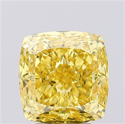 Picture of Lab Created Diamond 3.56 Carats, SQUARE CUSHION,SQUARE CUSHION MODIFIED BRILLIANT with  Cut, Fancy Vivid Yellow Color, VS1 Clarity and Certified by IGI