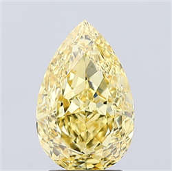 Picture of Lab Created Diamond 2.52 Carats, Pear with  Cut, Fancy Vivid Yellow Color, VS1 Clarity and Certified by IGI