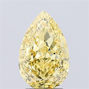 Picture of Lab Created Diamond 2.52 Carats, Pear with  Cut, Fancy Vivid Yellow Color, VS1 Clarity and Certified by IGI