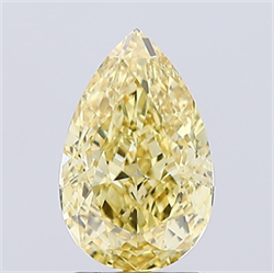 Picture of Lab Created Diamond 2.05 Carats, Pear with  Cut, Fancy Vivid Yellow Color, VS1 Clarity and Certified by IGI