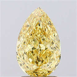 Picture of Lab Created Diamond 2.02 Carats, Pear with  Cut, Fancy Vivid Yellow Color, VS1 Clarity and Certified by IGI
