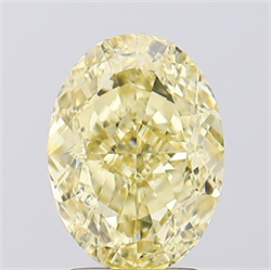 Picture of Lab Created Diamond 2.51 Carats, Oval with  Cut, Fancy Intense Yellow Color, VS1 Clarity and Certified by IGI