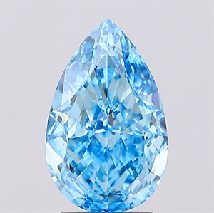 Picture of Lab Created Diamond 2.53 Carats, Pear with  Cut, Fancy Vivid Blue Color, VS1 Clarity and Certified by IGI