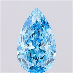 Picture of Lab Created Diamond 2.10 Carats, Pear with  Cut, Fancy Vivid Blue Color, VS1 Clarity and Certified by IGI