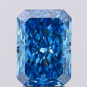 Picture of Lab Created Diamond 3.03 Carats, Radiant with  Cut, Fancy Vivid Blue Color, VS1 Clarity and Certified by IGI