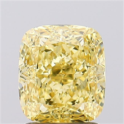Picture of Lab Created Diamond 2.13 Carats, Cushion with  Cut, Fancy Vivid Yellow Color, VVS2 Clarity and Certified by IGI