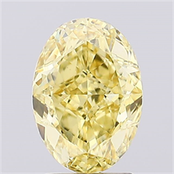 Picture of Lab Created Diamond 2.52 Carats, Oval with  Cut, Fancy Vivid Yellow Color, VS1 Clarity and Certified by IGI