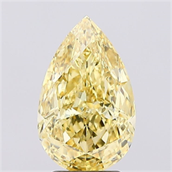 Picture of Lab Created Diamond 3.08 Carats, Pear with  Cut, Fancy Vivid Yellow Color, VVS2 Clarity and Certified by IGI