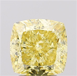 Picture of Lab Created Diamond 3.19 Carats, SQUARE CUSHION,SQUARE CUSHION MODIFIED BRILLIANT with  Cut, Fancy Vivid Yellow Color, VVS2 Clarity and Certified by IGI