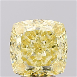 Picture of Lab Created Diamond 4.00 Carats, SQUARE CUSHION,SQUARE CUSHION MODIFIED BRILLIANT with  Cut, Fancy Intense Yellow Color, VVS2 Clarity and Certified by IGI
