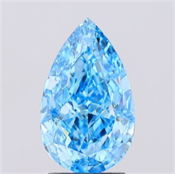 Picture of Lab Created Diamond 2.09 Carats, Pear with  Cut, Fancy Vivid Blue Color, VS1 Clarity and Certified by IGI