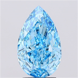 Picture of Lab Created Diamond 2.56 Carats, Pear with  Cut, Fancy Vivid Blue Color, VS1 Clarity and Certified by IGI