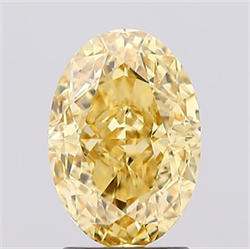 Picture of Lab Created Diamond 2.50 Carats, Oval with  Cut, Fancy Vivid Yellow Color, VS1 Clarity and Certified by IGI