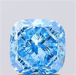 Picture of Lab Created Diamond 2.12 Carats, SQUARE CUSHION,SQUARE CUSHION MODIFIED BRILLIANT with  Cut, Fancy Vivid Blue Color, VS1 Clarity and Certified by IGI