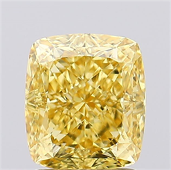 Foto Del inventario de diamantes de laboratorio, 2.06 quilates, Del cojín , Color Fancy Vivid Yellow, claridad VS1 y certificado IGI de