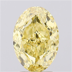 Picture of Lab Created Diamond 3.02 Carats, Oval with  Cut, Fancy Vivid Yellow Color, VVS2 Clarity and Certified by IGI
