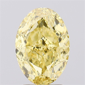 Picture of Lab Created Diamond 3.02 Carats, Oval with  Cut, Fancy Vivid Yellow Color, VVS2 Clarity and Certified by IGI