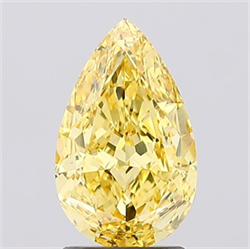 Picture of Lab Created Diamond 2.02 Carats, Pear with  Cut, Fancy Vivid Yellow Color, VS1 Clarity and Certified by IGI