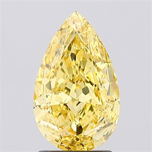 Picture of Lab Created Diamond 2.02 Carats, Pear with  Cut, Fancy Vivid Yellow Color, VS1 Clarity and Certified by IGI