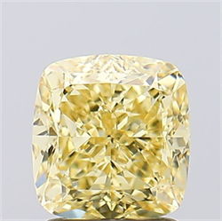 Picture of Lab Created Diamond 2.03 Carats, Cushion with  Cut, Fancy Intense Yellow Color, VVS1 Clarity and Certified by IGI